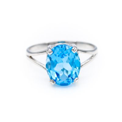 10K White Gold Oval Cut Swiss Blue Topaz Women's Ring [OECR1001-12]