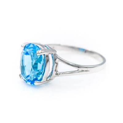 10K White Gold Oval Cut Swiss Blue Topaz Women's Ring [OECR1001-12]