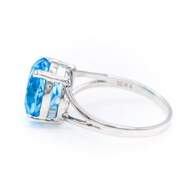 10K White Gold Oval Cut Swiss Blue Topaz Women's Ring [OECR1001-12]
