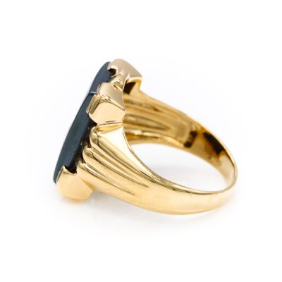10K Yellow Gold Hematite Men's Signet Ring [OECR1002-12]