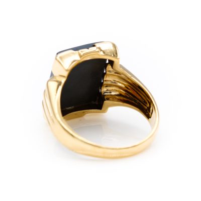 10K Yellow Gold Hematite Men's Signet Ring [OECR1002-12]