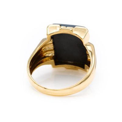 10K Yellow Gold Hematite Men's Signet Ring [OECR1002-12]