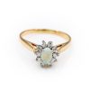 14K Two-Tone Gold Opal Women's Y/W Ring | 0.20TW VS2 G to H Single Cut Diamonds [OECR1004-12]
