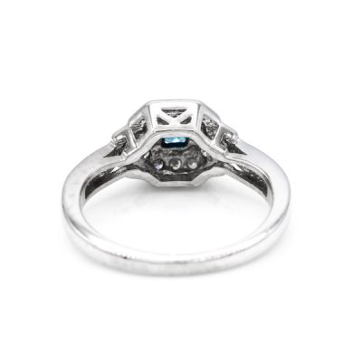 14K White Gold 0.15CT I1 Blue Diamond Women's Ring | 0.20TW I1 to I2 G to H Round Diamonds [OECR1005-12]