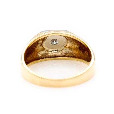 10K Yellow Gold 0.17CT VS2 F to G Round Diamond Men's Signet Ring [OECR1006-12]