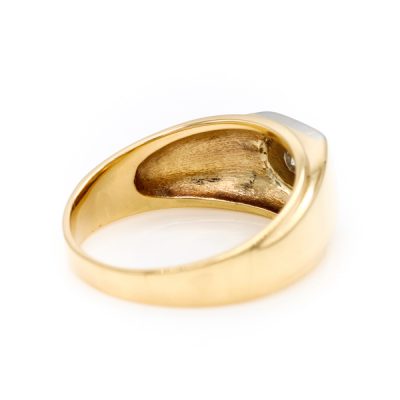 10K Yellow Gold 0.17CT VS2 F to G Round Diamond Men's Signet Ring [OECR1006-12]