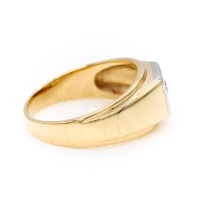 10K Yellow Gold 0.17CT VS2 F to G Round Diamond Men's Signet Ring [OECR1006-12]
