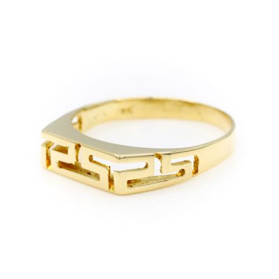 14K Yellow Gold Men's Greek Key Ring [OECR1007-12]