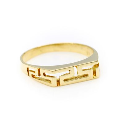 14K Yellow Gold Men's Greek Key Ring [OECR1007-12]