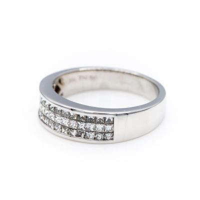 18K White Gold 1.25TW SI2 to I1 G to H Princess Cut Diamond Band Ring [OECR1008-12]