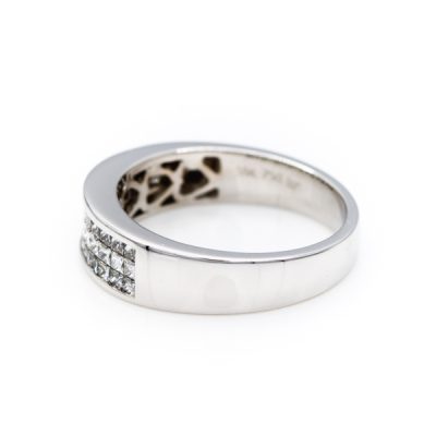 18K White Gold 1.25TW SI2 to I1 G to H Princess Cut Diamond Band Ring [OECR1008-12]