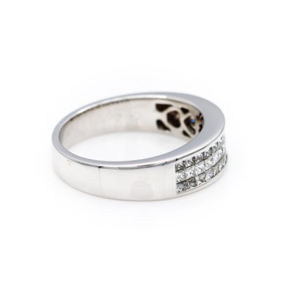 18K White Gold 1.25TW SI2 to I1 G to H Princess Cut Diamond Band Ring [OECR1008-12]