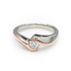 14K Two-Tone Gold 0.20CT I1 to I2 G to H Round Briliant Diamond Women's White Rose Ring [OECR1009-12]
