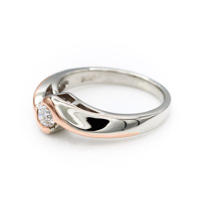 14K Two-Tone Gold 0.20CT I1 to I2 G to H Round Briliant Diamond Women's White Rose Ring [OECR1009-12]