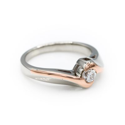 14K Two-Tone Gold 0.20CT I1 to I2 G to H Round Briliant Diamond Women's White Rose Ring [OECR1009-12]