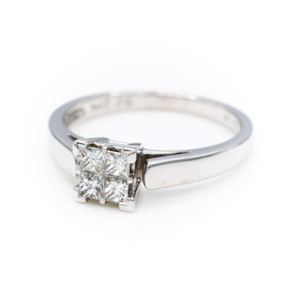 14K White Gold 0.40TW SI2 G to H Princess Cut Diamond Ring [OECR1010-12]