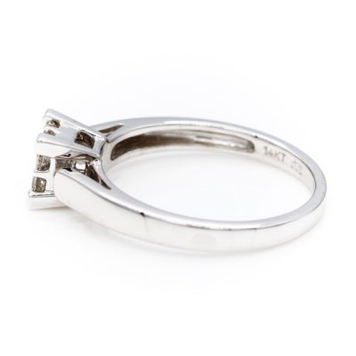14K White Gold 0.40TW SI2 G to H Princess Cut Diamond Ring [OECR1010-12]