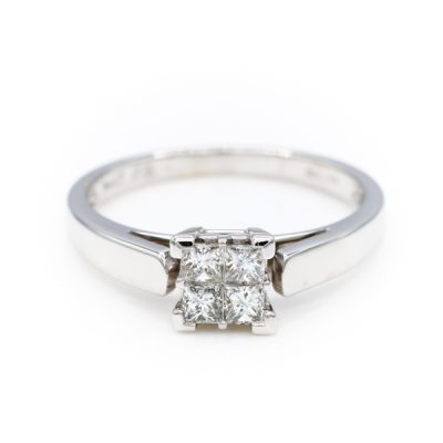 14K White Gold 0.40TW SI2 G to H Princess Cut Diamond Ring [OECR1010-12]