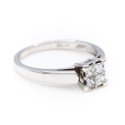 14K White Gold 0.40TW SI2 G to H Princess Cut Diamond Ring [OECR1010-12]