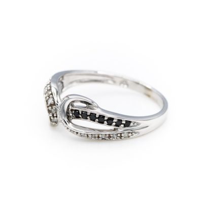 10K White Gold 0.25TW I1 to I2 H to I Black & White Diamond Band Ring [OECR1015-12]