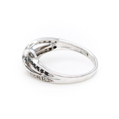 10K White Gold 0.25TW I1 to I2 H to I Black & White Diamond Band Ring [OECR1015-12]