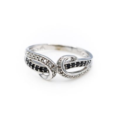 10K White Gold 0.25TW I1 to I2 H to I Black & White Diamond Band Ring [OECR1015-12]