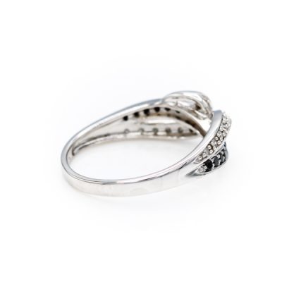 10K White Gold 0.25TW I1 to I2 H to I Black & White Diamond Band Ring [OECR1015-12]