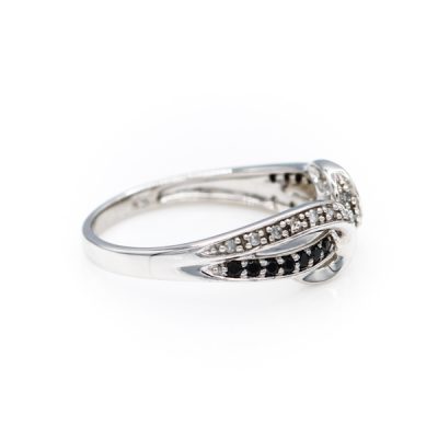 10K White Gold 0.25TW I1 to I2 H to I Black & White Diamond Band Ring [OECR1015-12]