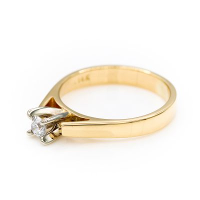 14K Yellow Gold 0.12CT I1 H Oval Cabochon Diamond Women's Ring [OECR1023-12]