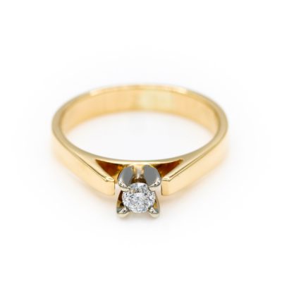 14K Yellow Gold 0.12CT I1 H Oval Cabochon Diamond Women's Ring [OECR1023-12]