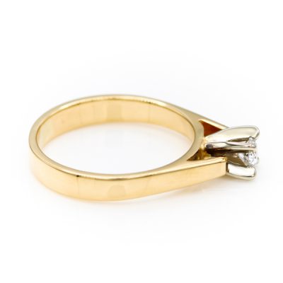 14K Yellow Gold 0.12CT I1 H Oval Cabochon Diamond Women's Ring [OECR1023-12]