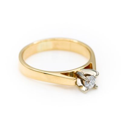 14K Yellow Gold 0.12CT I1 H Oval Cabochon Diamond Women's Ring [OECR1023-12]