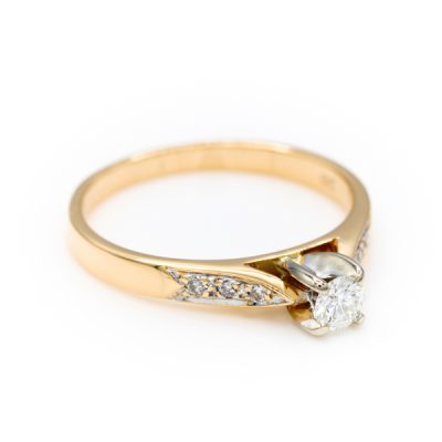 14K Two-Tone Gold 0.19CT VS1 H Diamond Women's Ring | 0.06TW Diamonds [OECR1026-12]