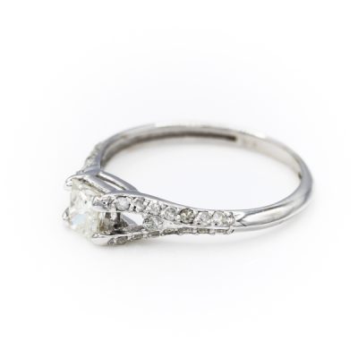 14K White Gold 0.35CT I1 to I2 I to J Diamond Women's Ring | 0.15TW Diamonds [OECR1033-12]