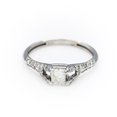 14K White Gold 0.35CT I1 to I2 I to J Diamond Women's Ring | 0.15TW Diamonds [OECR1033-12]