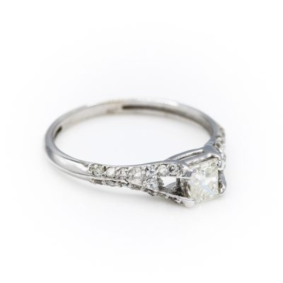 14K White Gold 0.35CT I1 to I2 I to J Diamond Women's Ring | 0.15TW Diamonds [OECR1033-12]
