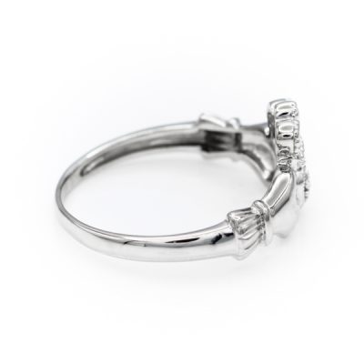 10K White Gold 0.03TW I1 to I2 Diamond Claddagh Ring [OECR1034-12]