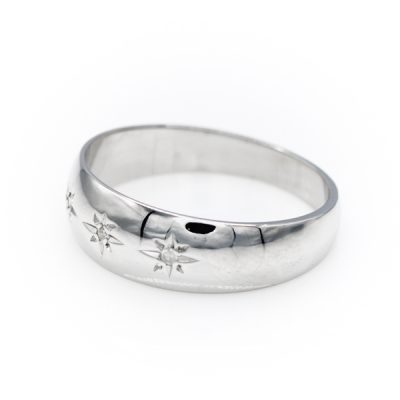 10K White Gold 0.03TW I1 Single Cut Diamond Band Ring [OECR1039-12]