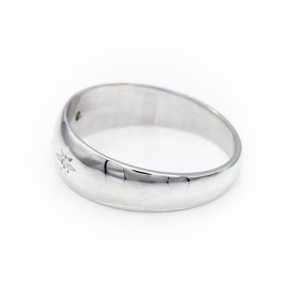 10K White Gold 0.03TW I1 Single Cut Diamond Band Ring [OECR1039-12]