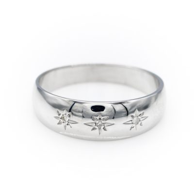 10K White Gold 0.03TW I1 Single Cut Diamond Band Ring [OECR1039-12]