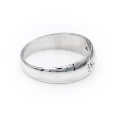 10K White Gold 0.03TW I1 Single Cut Diamond Band Ring [OECR1039-12]