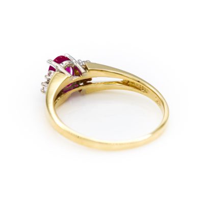 10K Two-Tone Gold Oval Cut Ruby Women's Ring | 0.09TW I1 to I2 G to H Diamond [OECR1040-12]