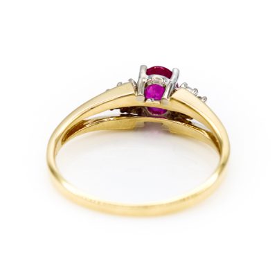 10K Two-Tone Gold Oval Cut Ruby Women's Ring | 0.09TW I1 to I2 G to H Diamond [OECR1040-12]