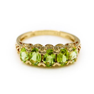 10K Yellow Gold Oval Cut Peridot Women's Band Ring | MT Estate Collection [OECR1041-12]