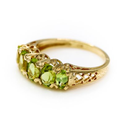 10K Yellow Gold Oval Cut Peridot Women's Band Ring | MT Estate Collection [OECR1041-12]
