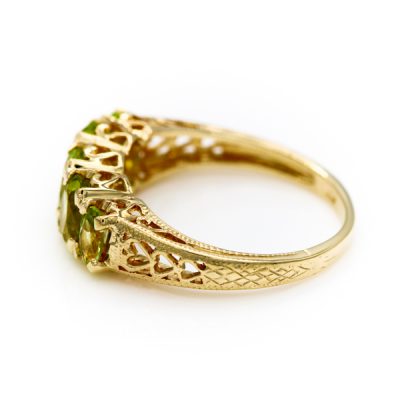10K Yellow Gold Oval Cut Peridot Women's Band Ring | MT Estate Collection [OECR1041-12]