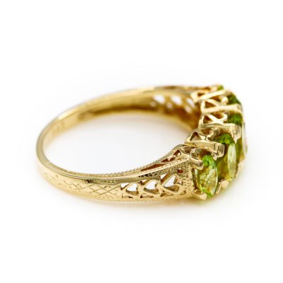 10K Yellow Gold Oval Cut Peridot Women's Band Ring | MT Estate Collection [OECR1041-12]