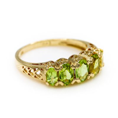10K Yellow Gold Oval Cut Peridot Women's Band Ring | MT Estate Collection [OECR1041-12]