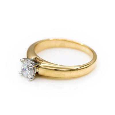 14K Yellow Gold 0.50CT SI2 H Round Brilliant Cut Diamond Women's Ring [OECR1042-12]