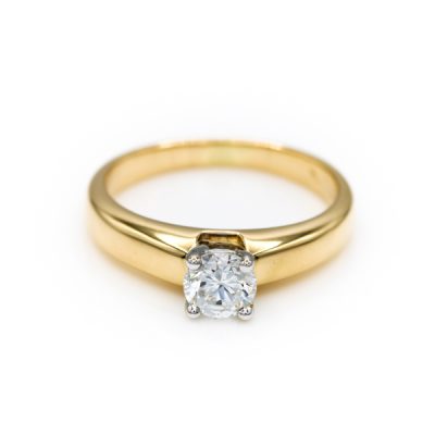 14K Yellow Gold 0.50CT SI2 H Round Brilliant Cut Diamond Women's Ring [OECR1042-12]